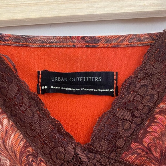 UO Lace Trim Mesh Mini Dress in Brown Multi - Picture 4 of 5